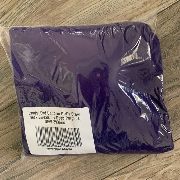 NWT LANDS' END UNIFORM GIRL'S CREW NECK SWEATSHIRT DEEP PURPLE LARGE - Picture 3 of 5